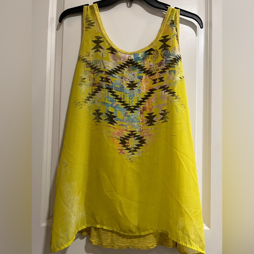 Happening In The Present Sheer front Tank top w/ cotton back Size Large